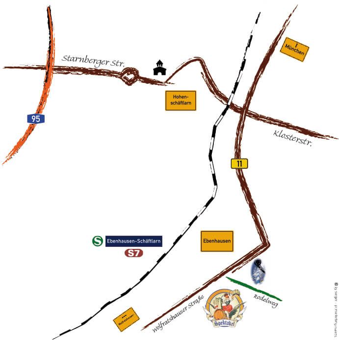 Anfahrtsbeschreibung zum Postsaal Ebenhausen - dem Spektakel!